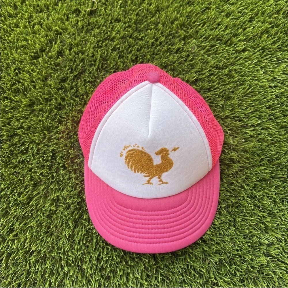 Hot Pink Tucker's Provisions Toddler Hat - Glitter Gold Rooster￼ - Picture 3 of 6